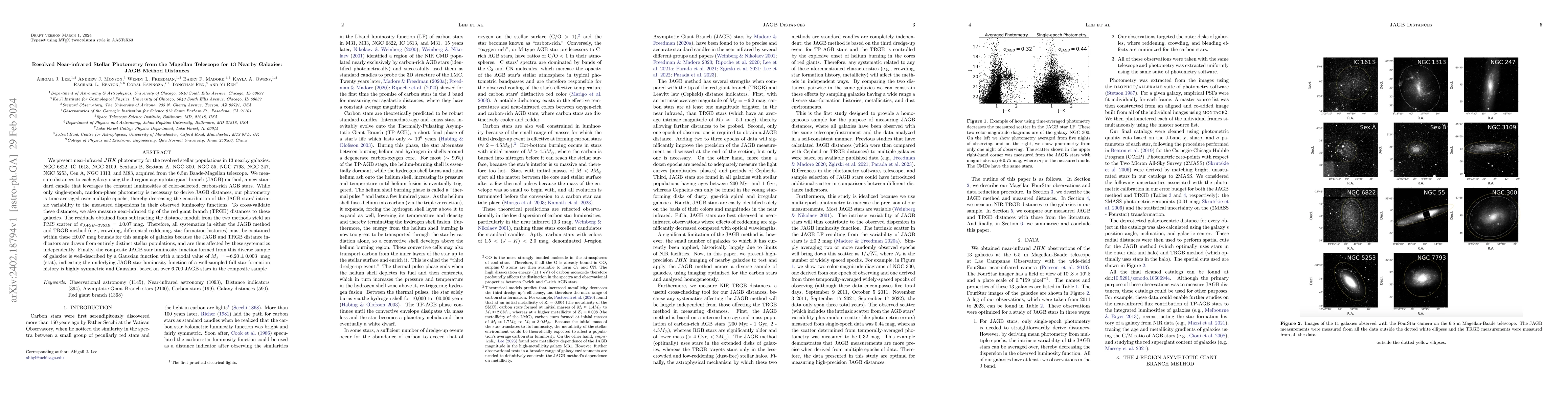Thumbnail for Resolved Near-infrared Stellar Photometry from the Magellan Telescope
  for 13 Nearby Galaxies: JAGB Method Distances