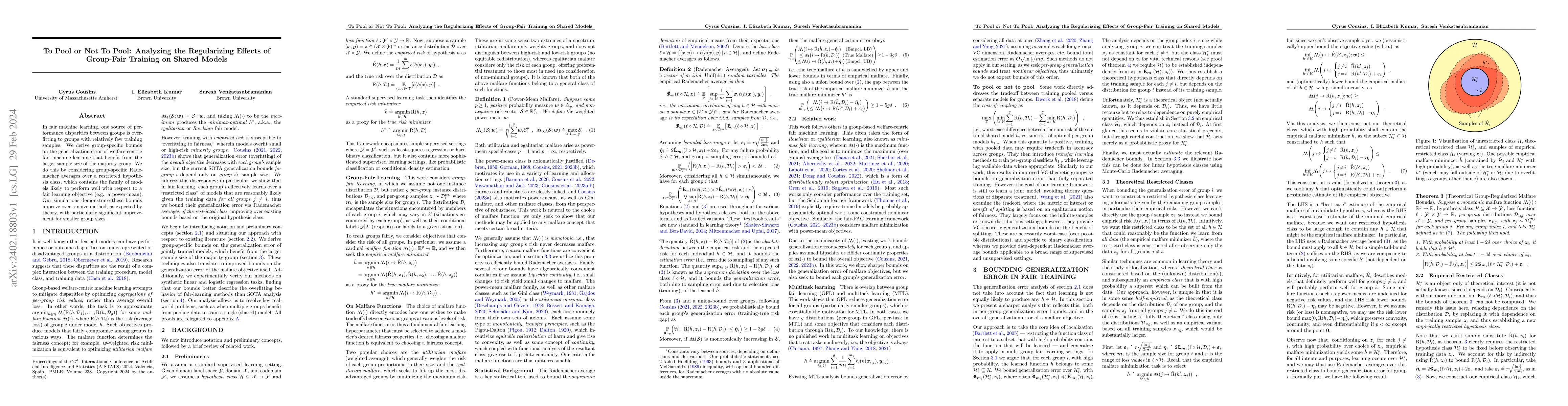 Thumbnail for To Pool or Not To Pool: Analyzing the Regularizing Effects of Group-Fair
  Training on Shared Models
