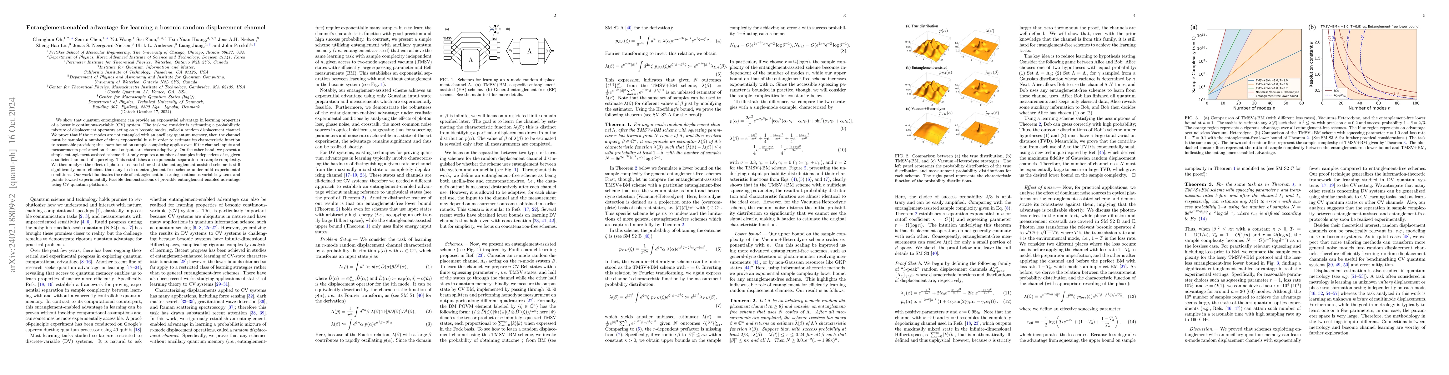 Thumbnail for Entanglement-enabled advantage for learning a bosonic random
  displacement channel