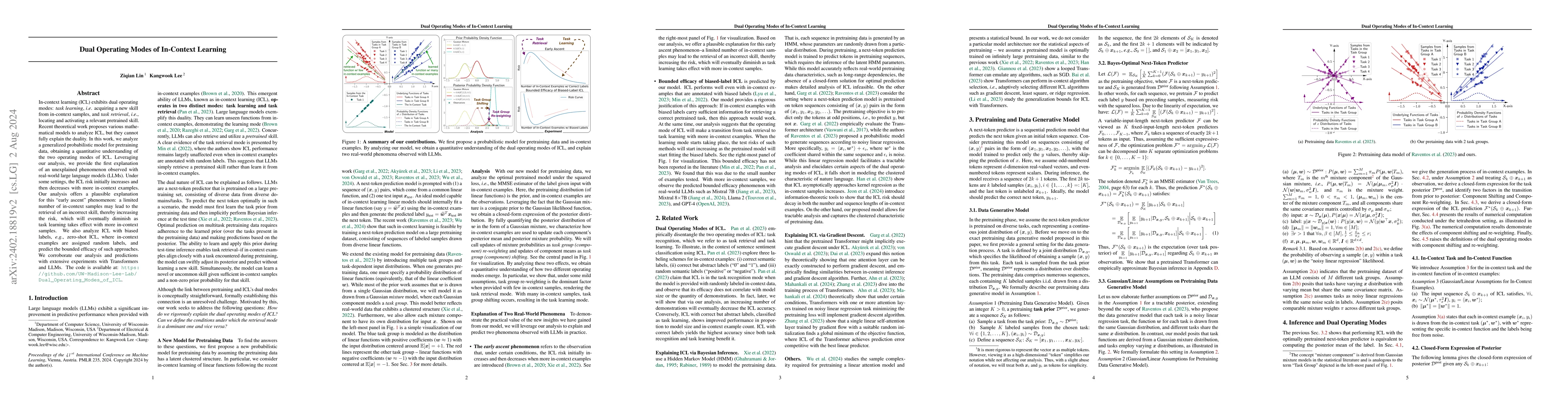 Thumbnail for Dual Operating Modes of In-Context Learning