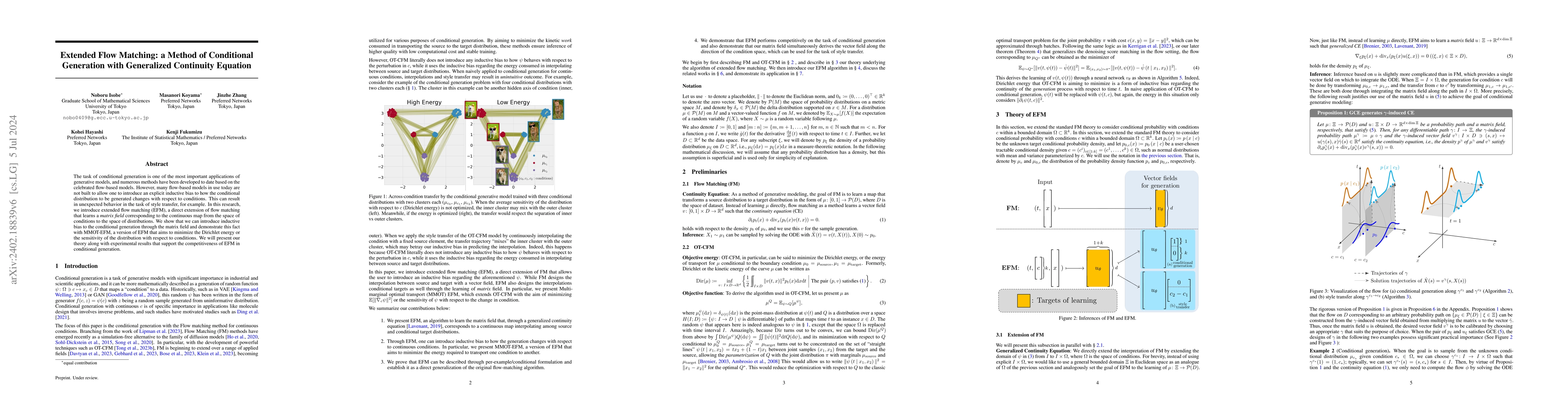 Thumbnail for Extended Flow Matching: a Method of Conditional Generation with
  Generalized Continuity Equation