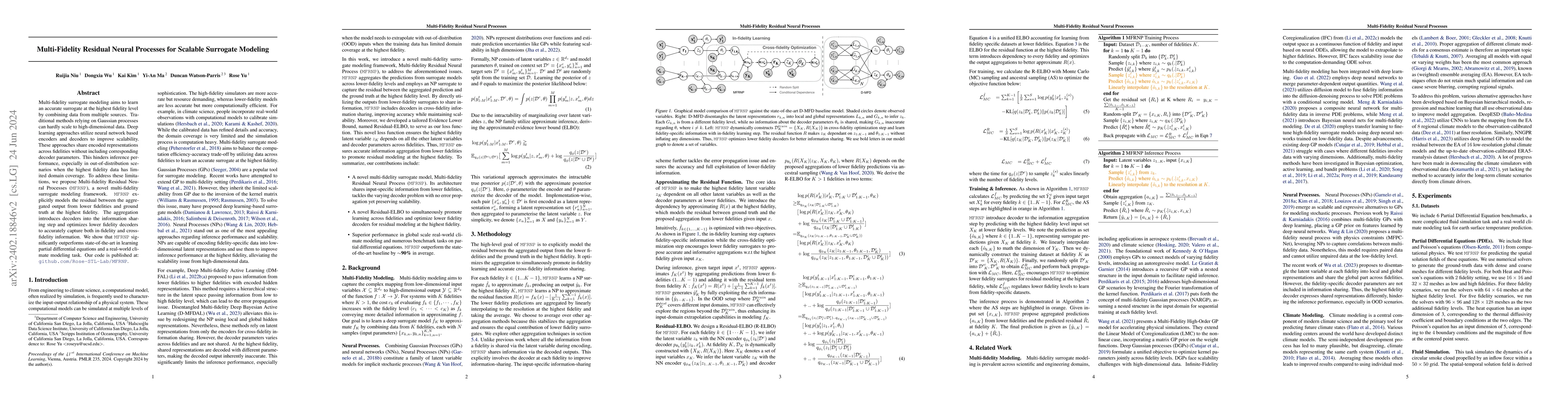 Thumbnail for Multi-Fidelity Residual Neural Processes for Scalable Surrogate Modeling