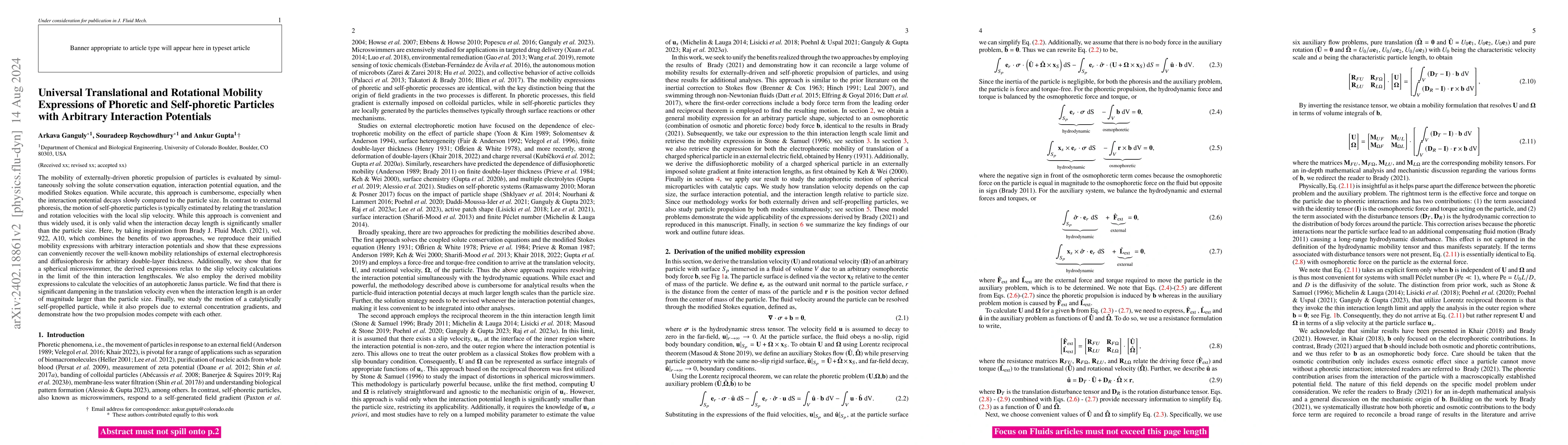 Thumbnail for Universal Translational and Rotational Mobility Expressions of Phoretic
  and Self-phoretic Particles with Arbitrary Interaction Potentials