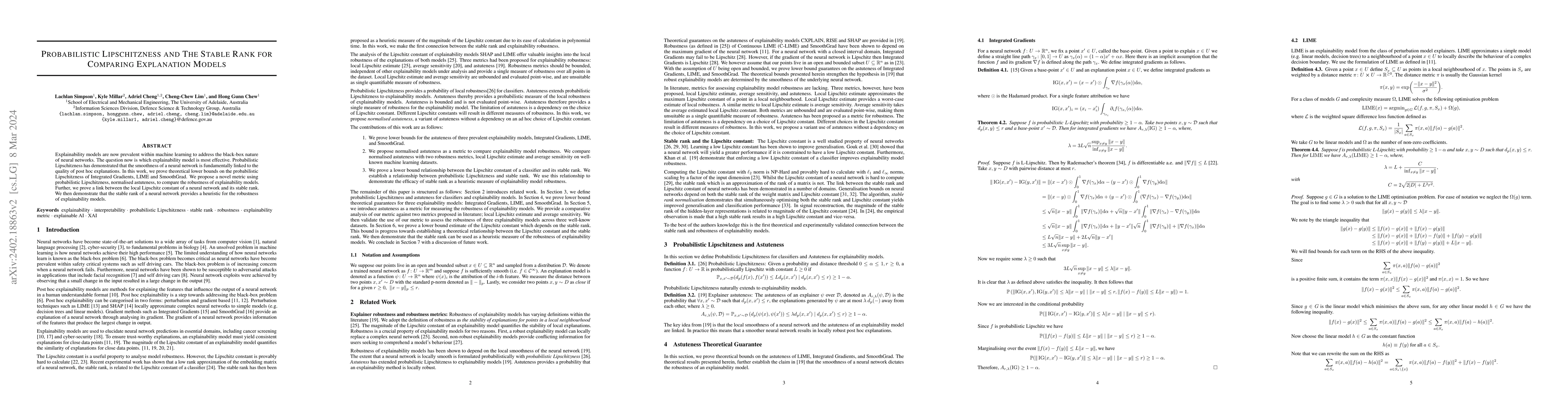 Thumbnail for Probabilistic Lipschitzness and the Stable Rank for Comparing
  Explanation Models