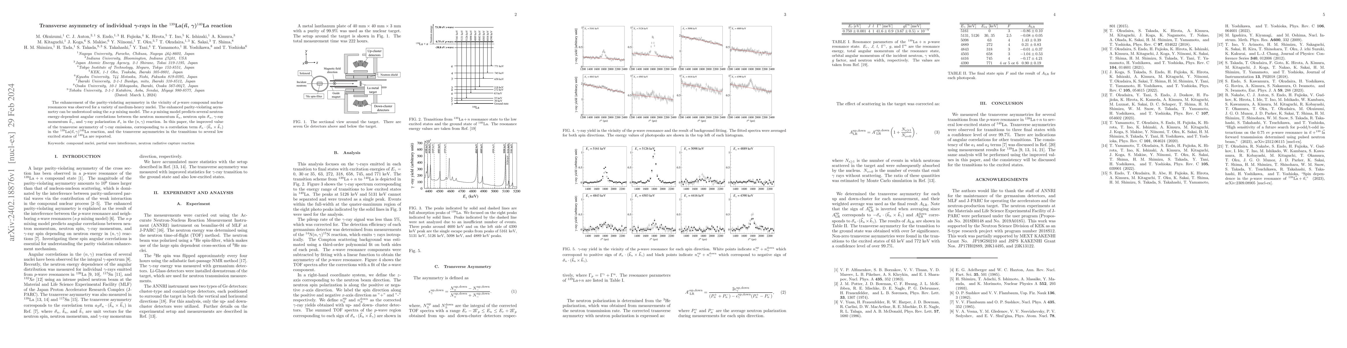 Thumbnail for Transverse asymmetry of individual $\gamma$-rays in the
  $^{139}$La($\vec{n}$, $\gamma$)$^{140}$La reaction