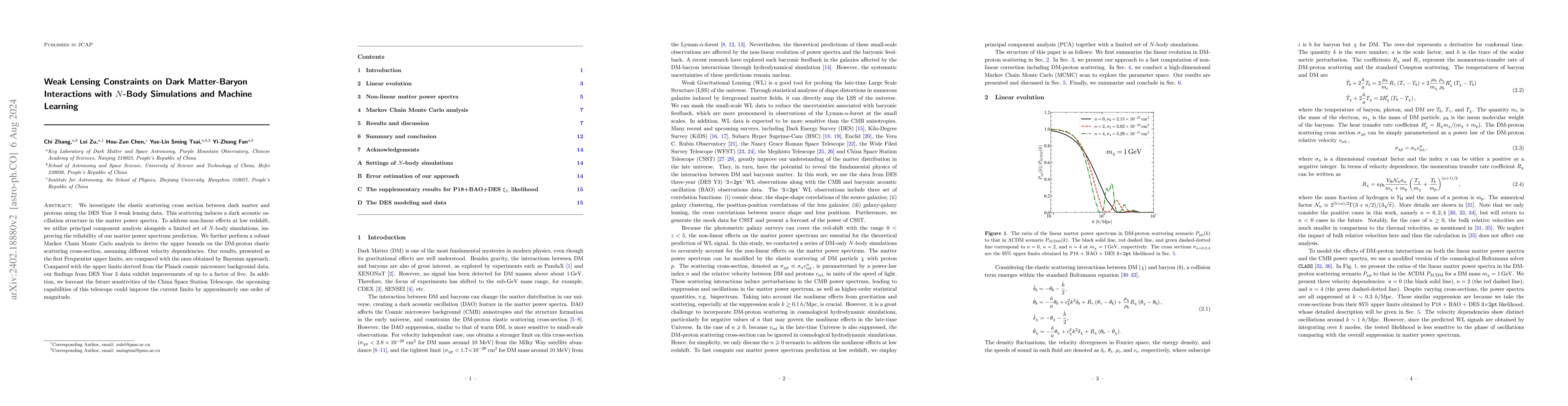 Thumbnail for Weak Lensing Constraints on Dark Matter-Baryon Interactions with
  $N$-Body Simulations and Machine Learning