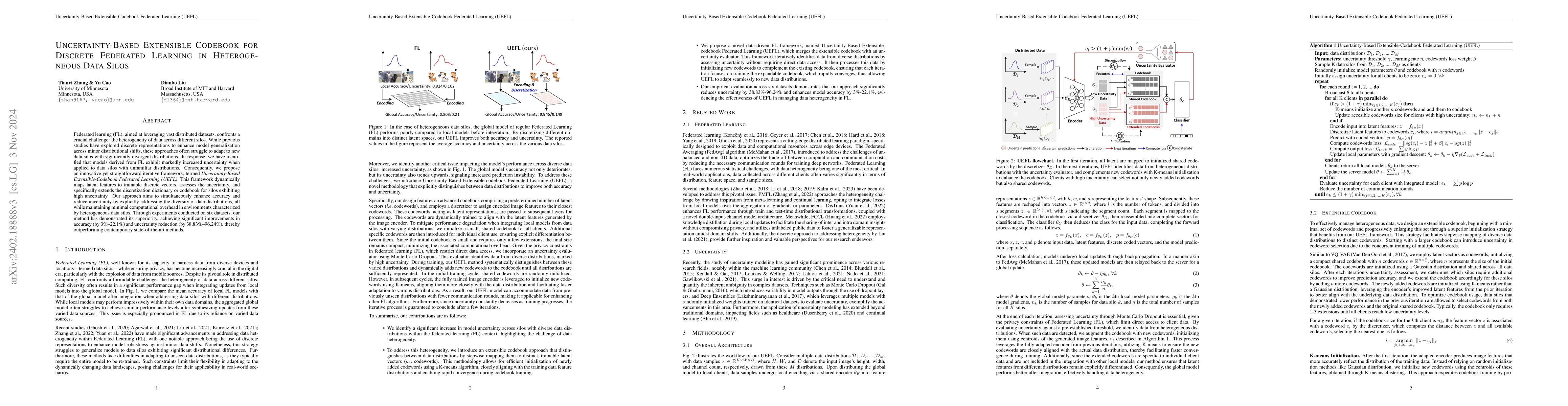 Thumbnail for Uncertainty-Based Extensible Codebook for Discrete Federated Learning in
  Heterogeneous Data Silos
