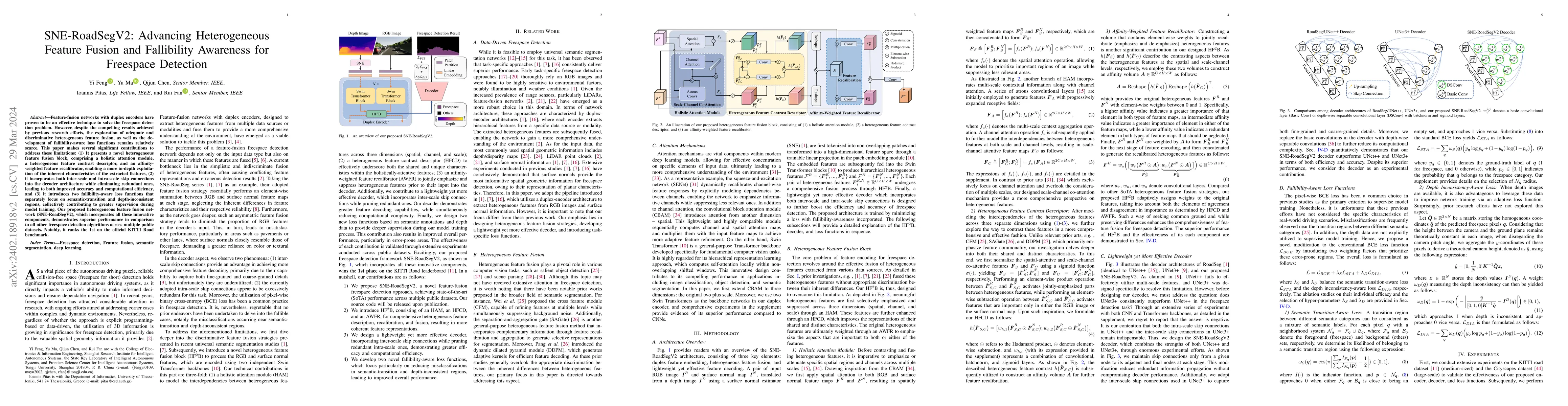 Thumbnail for SNE-RoadSegV2: Advancing Heterogeneous Feature Fusion and Fallibility
  Awareness for Freespace Detection