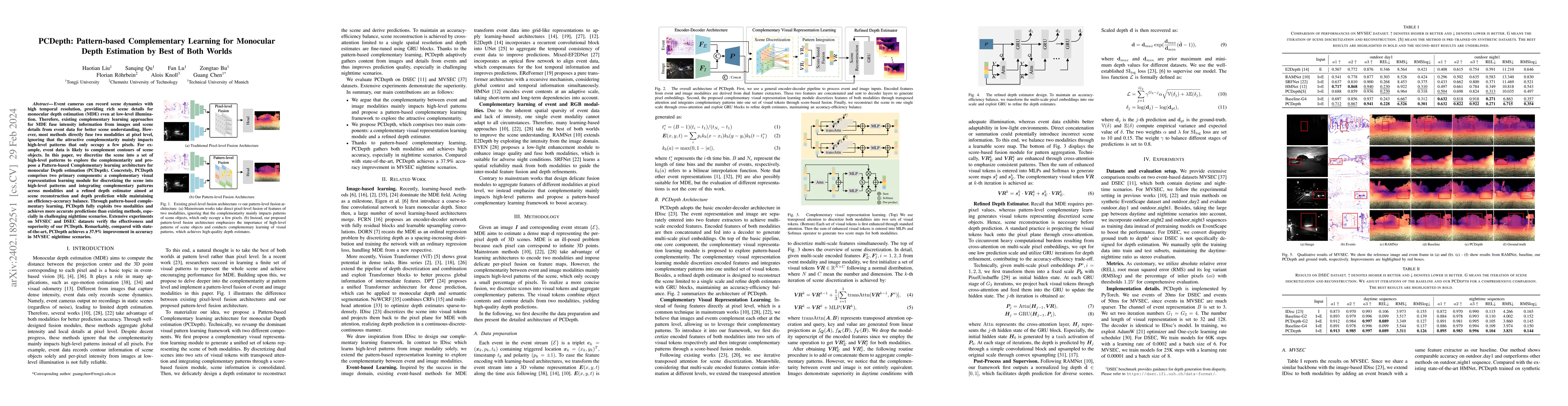 Thumbnail for PCDepth: Pattern-based Complementary Learning for Monocular Depth
  Estimation by Best of Both Worlds