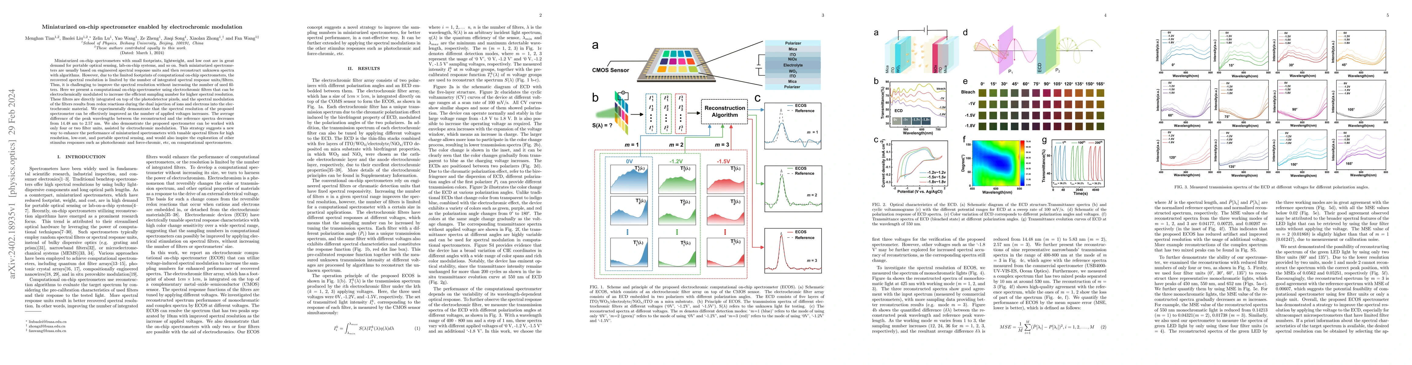 Thumbnail for Miniaturized on-chip spectrometer enabled by electrochromic modulation