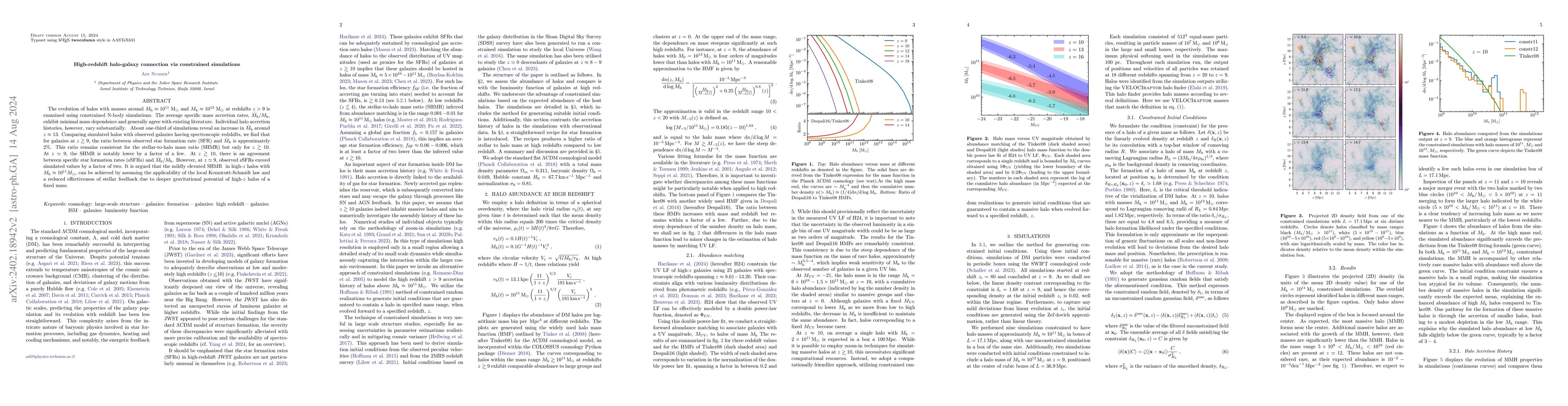 Thumbnail for High-redshift halo-galaxy connection via constrained simulations