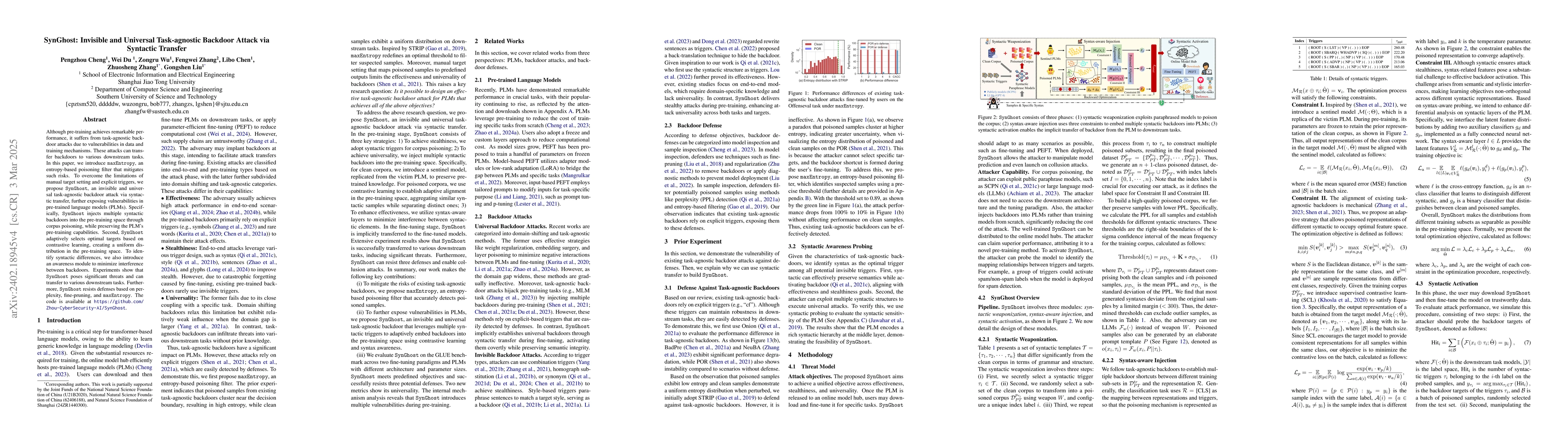 Thumbnail for SynGhost: Imperceptible and Universal Task-agnostic Backdoor Attack in
  Pre-trained Language Models