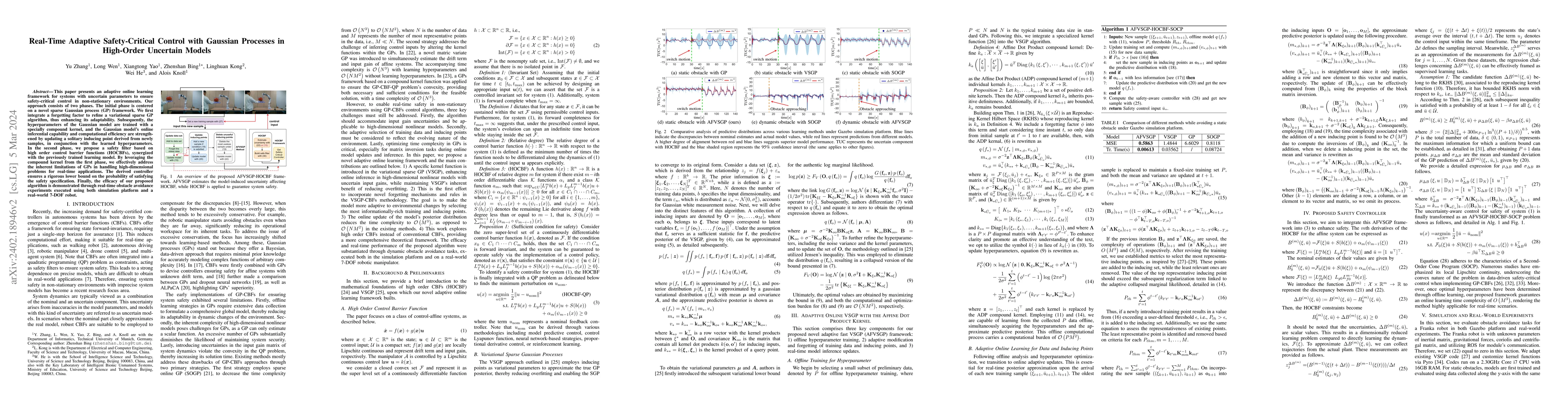 Thumbnail for Real-Time Adaptive Safety-Critical Control with Gaussian Processes in
  High-Order Uncertain Models