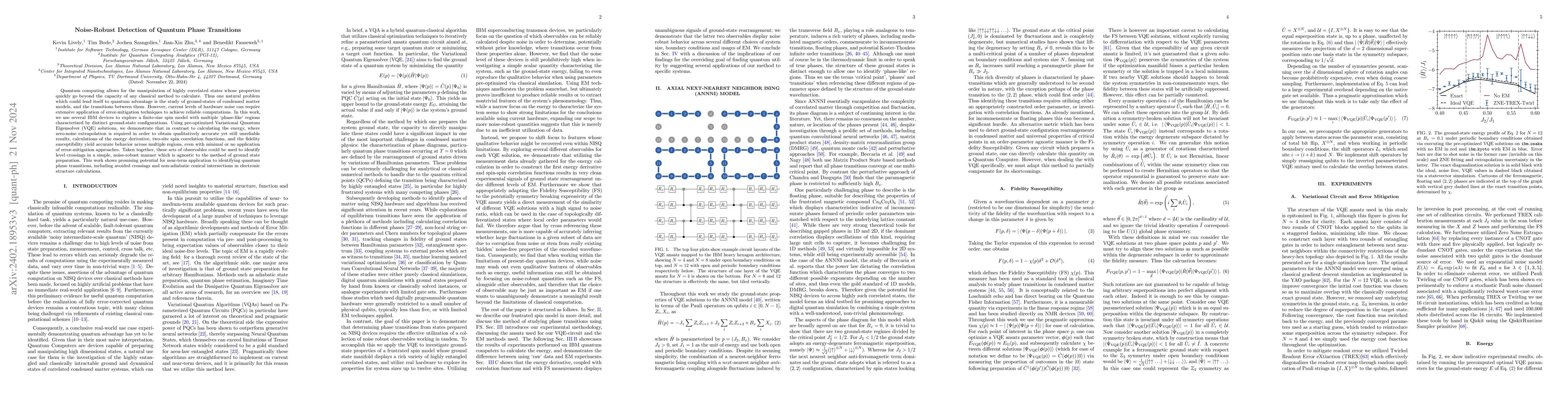 Thumbnail for Robust Experimental Signatures of Phase Transitions in the Variational
  Quantum Eigensolver