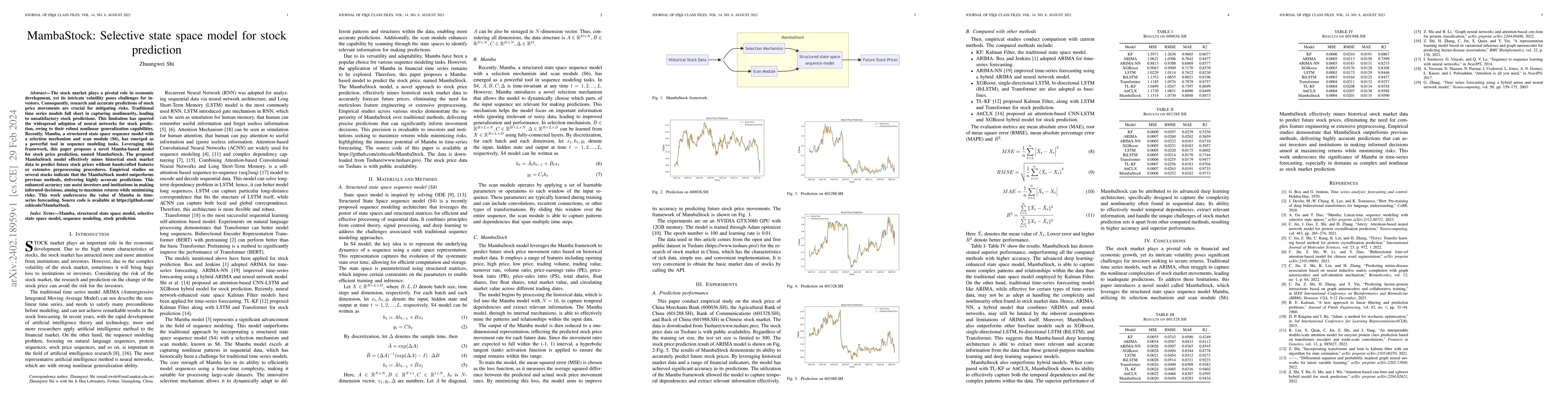 Thumbnail for MambaStock: Selective state space model for stock prediction