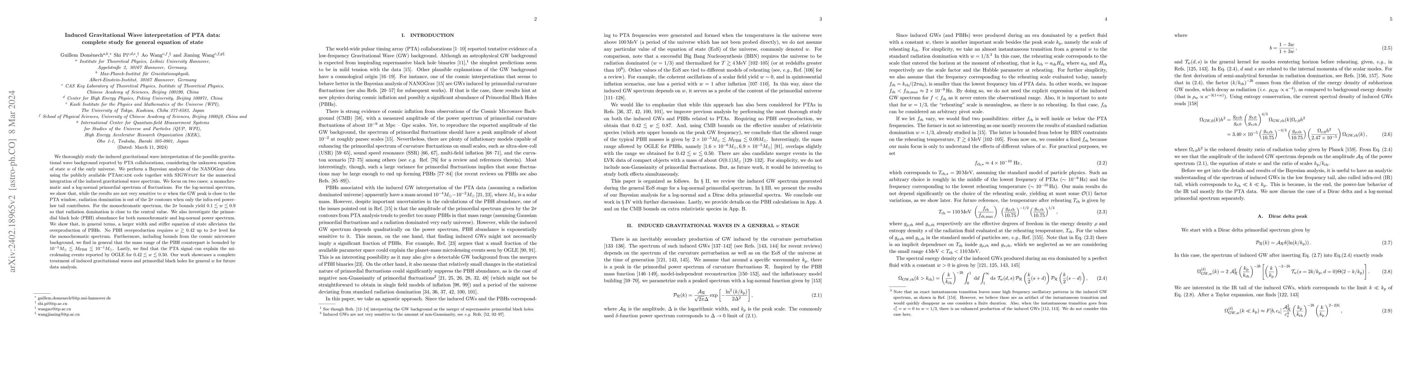 Thumbnail for Induced Gravitational Wave interpretation of PTA data: a complete study
  for general equation of state