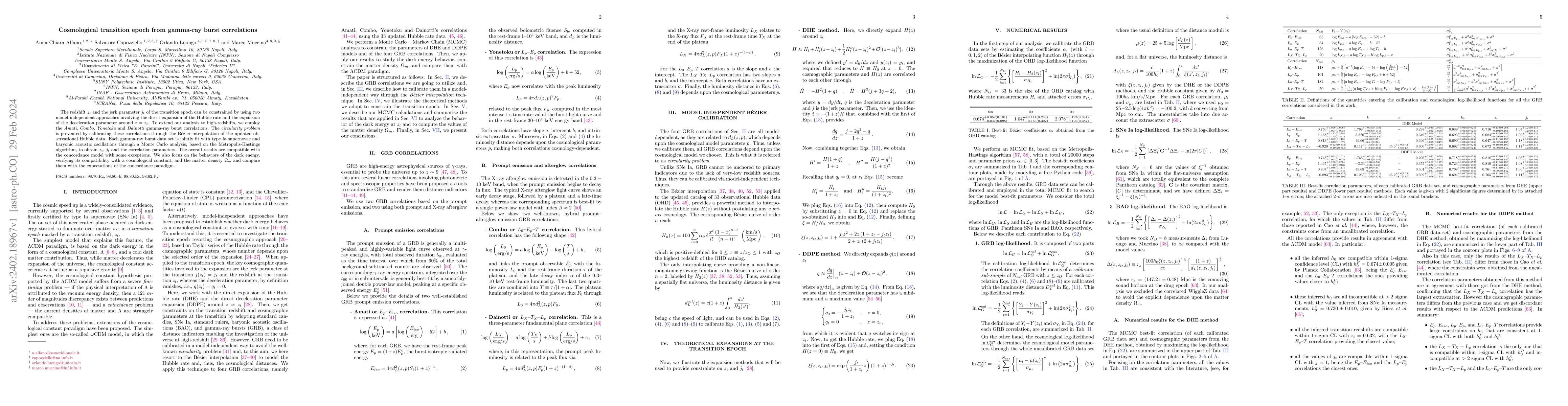Thumbnail for Cosmological transition epoch from gamma-ray burst correlations