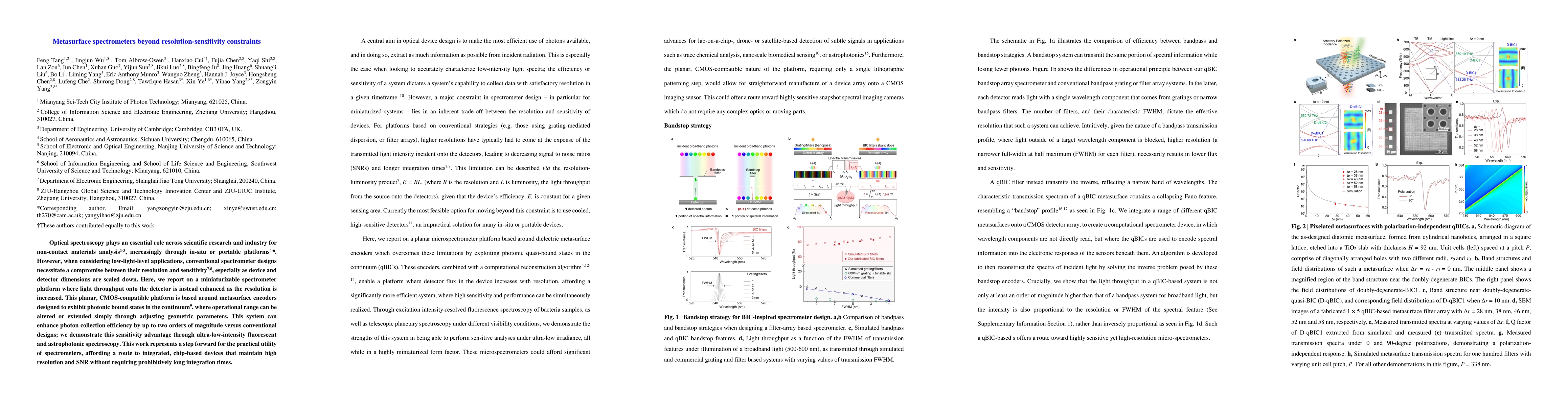 Thumbnail for Metasurface spectrometers beyond resolution-sensitivity constraints