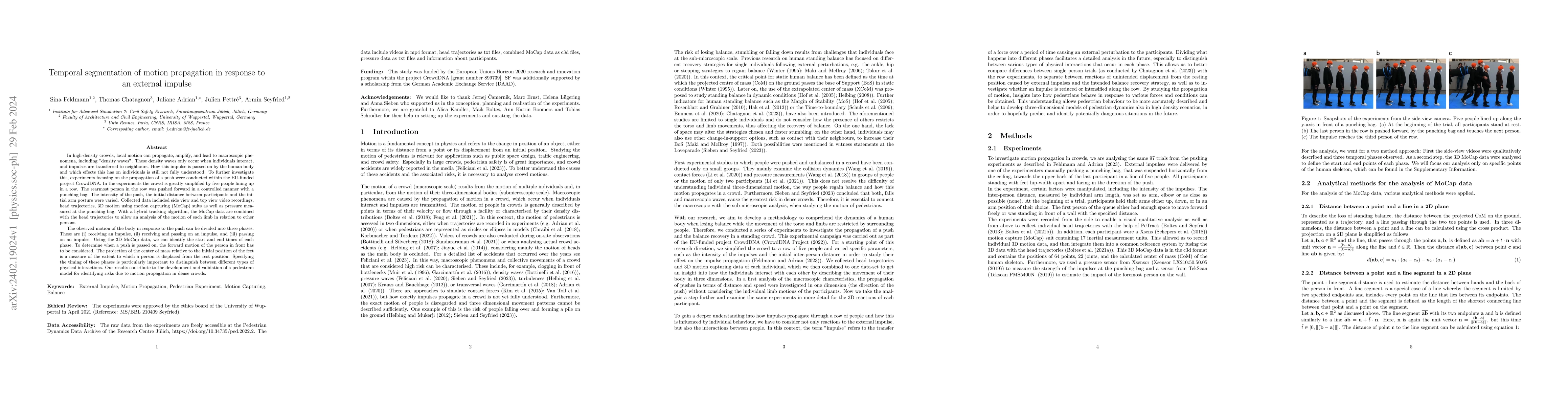 Thumbnail for Temporal segmentation of motion propagation in response to an external
  impulse