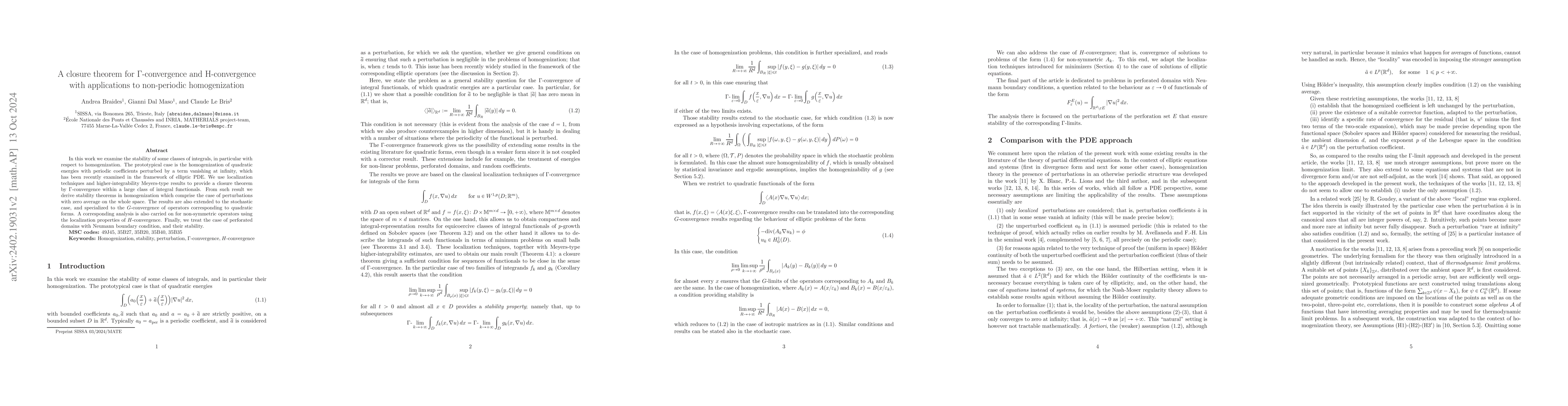 Thumbnail for A closure theorem for $\Gamma$-convergence and H-convergence with
  applications to non-periodic homogenization