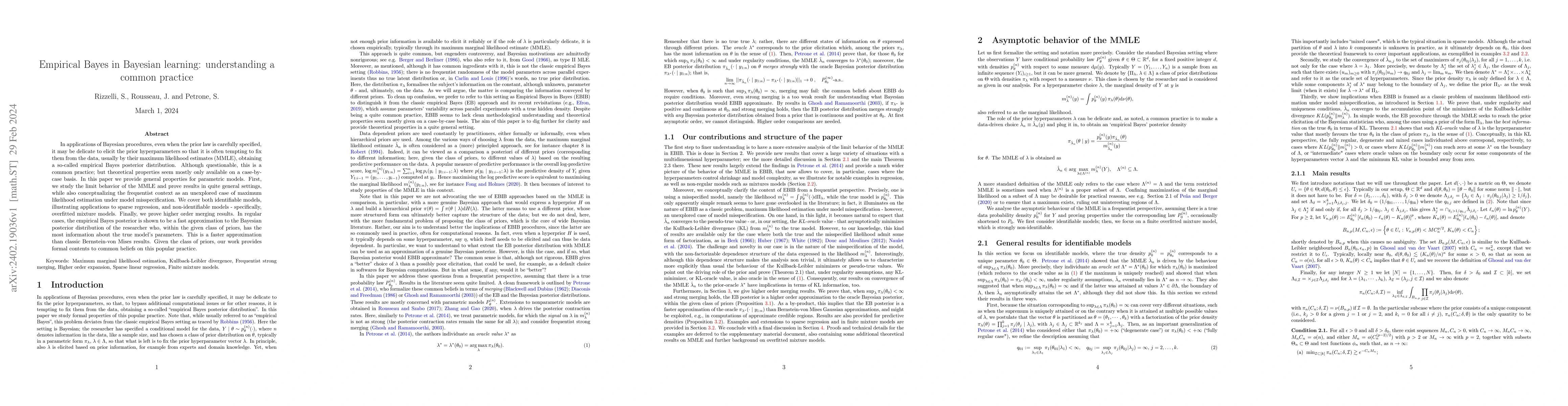 Thumbnail for Empirical Bayes in Bayesian learning: understanding a common practice
