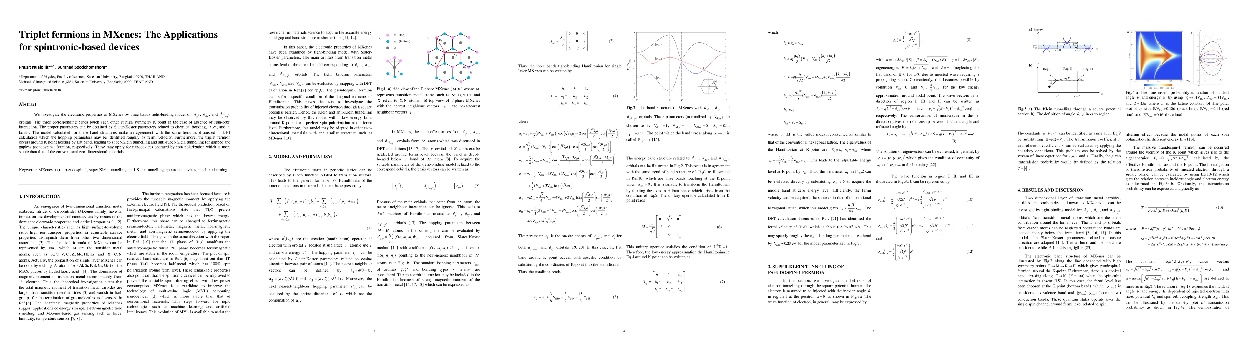 Thumbnail for Triplet fermions in MXenes: The Applications for spintronic-based
  devices