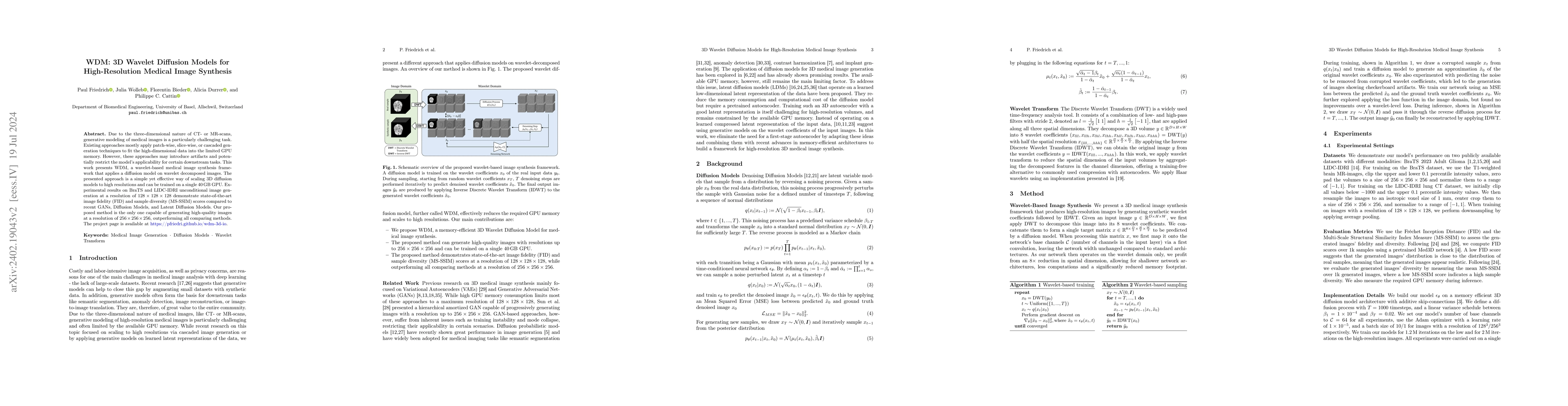 Thumbnail for WDM: 3D Wavelet Diffusion Models for High-Resolution Medical Image
  Synthesis
