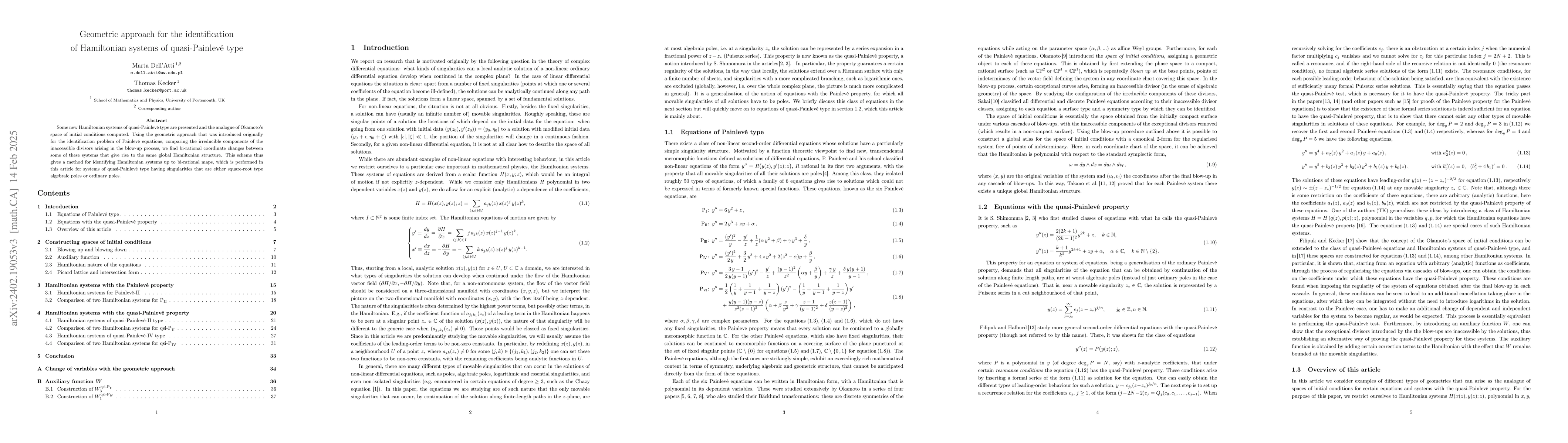 Thumbnail for Geometric approach for the identification of Hamiltonian systems of
  quasi-Painlev\'e type