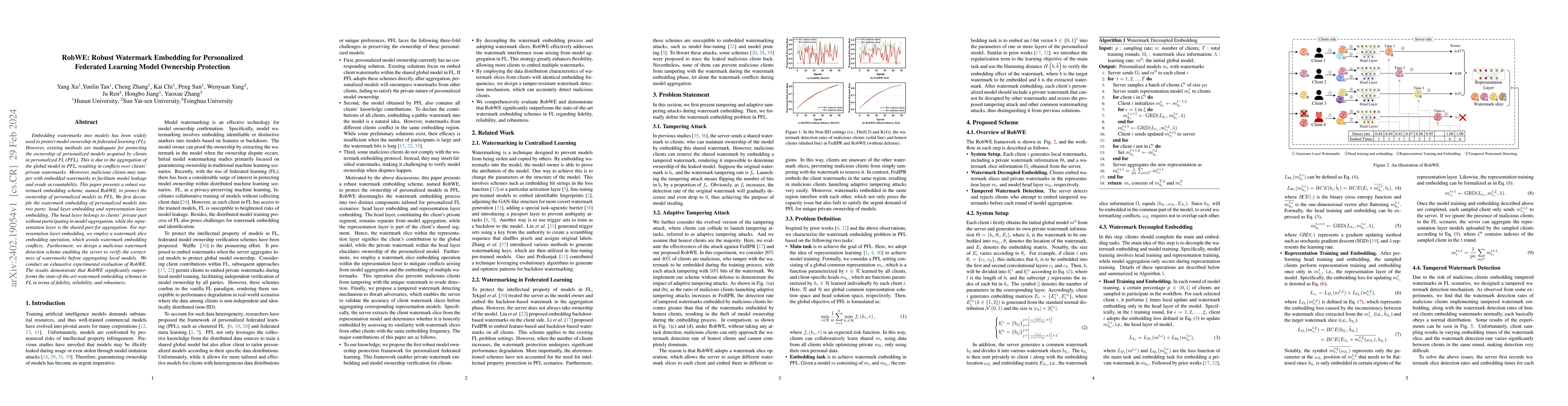 Thumbnail for RobWE: Robust Watermark Embedding for Personalized Federated Learning
  Model Ownership Protection