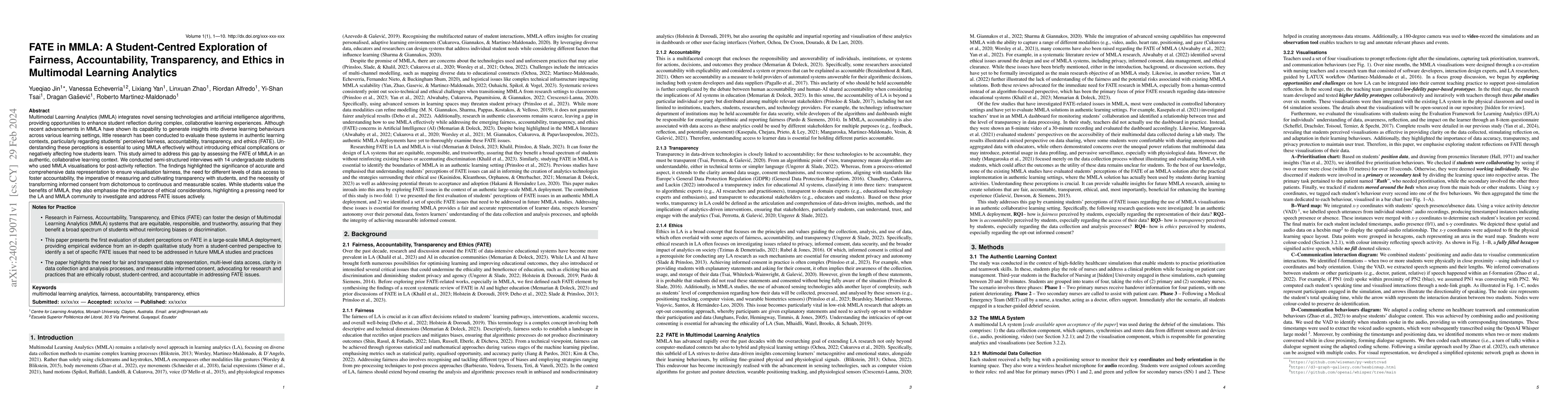 Thumbnail for FATE in MMLA: A Student-Centred Exploration of Fairness, Accountability,
  Transparency, and Ethics in Multimodal Learning Analytics