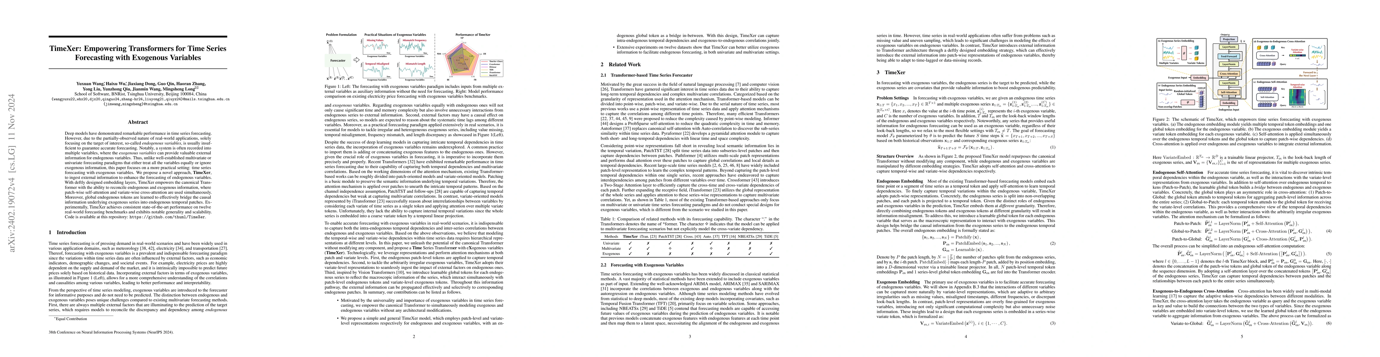 Thumbnail for TimeXer: Empowering Transformers for Time Series Forecasting with
  Exogenous Variables