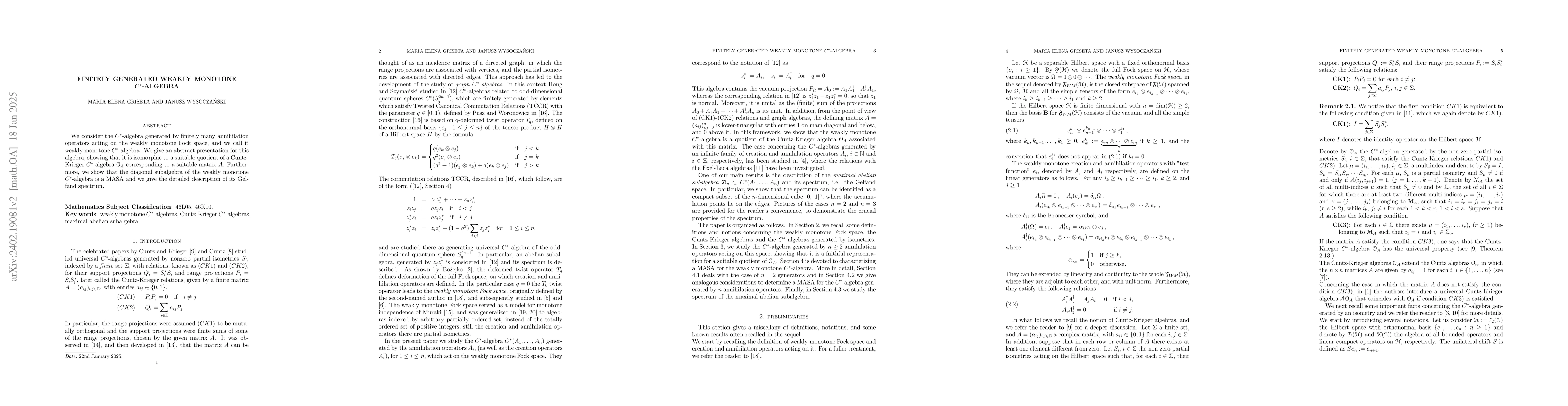 Thumbnail for Finitely generated weakly monotone C*-algebra