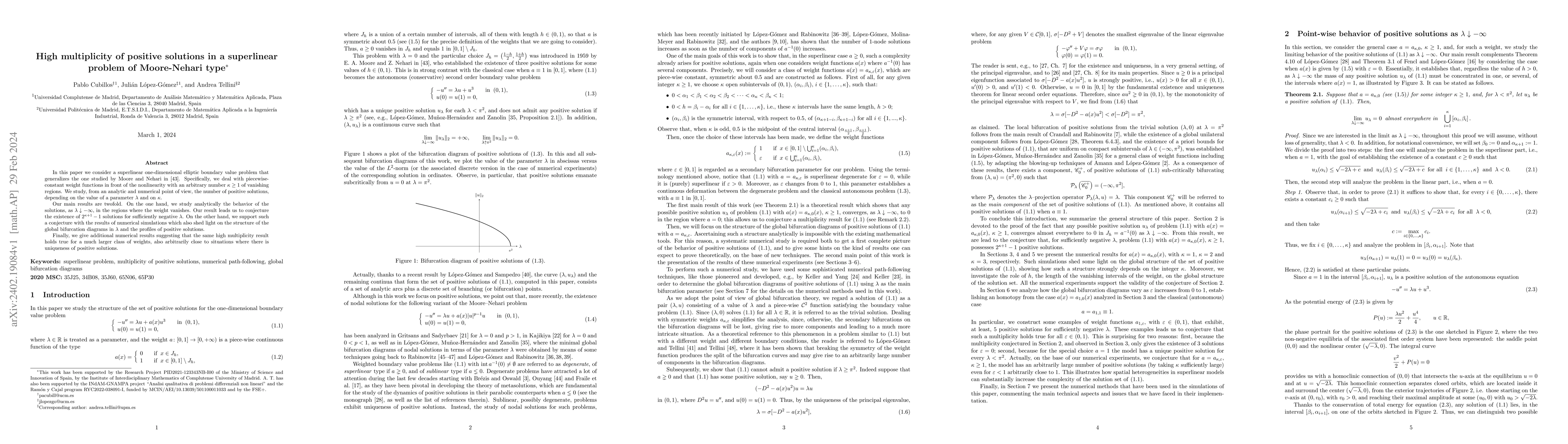 Thumbnail for High multiplicity of positive solutions in a superlinear problem of
  Moore-Nehari type