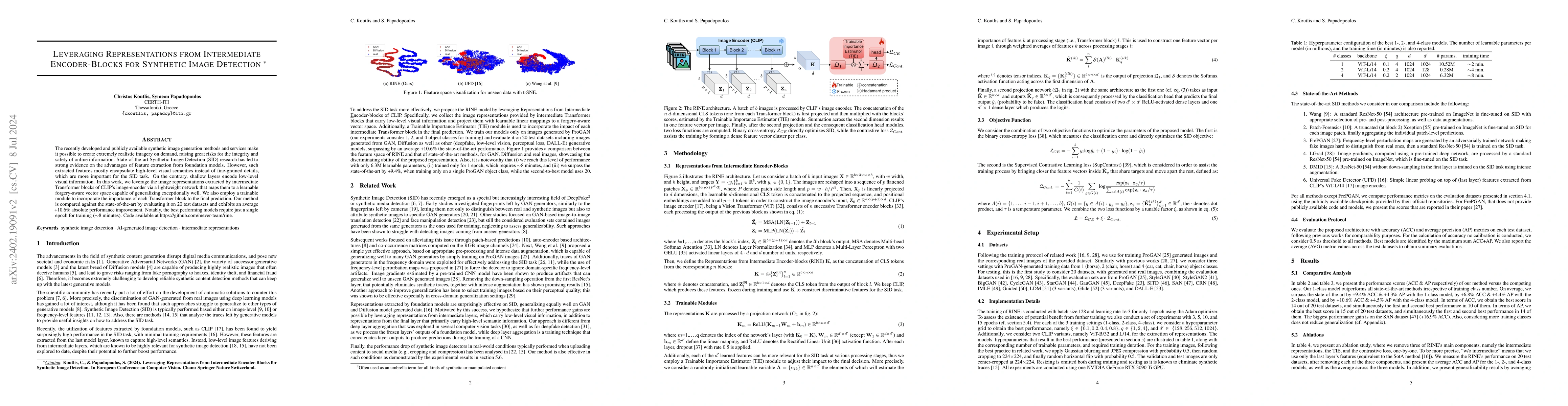 Thumbnail for Leveraging Representations from Intermediate Encoder-blocks for
  Synthetic Image Detection