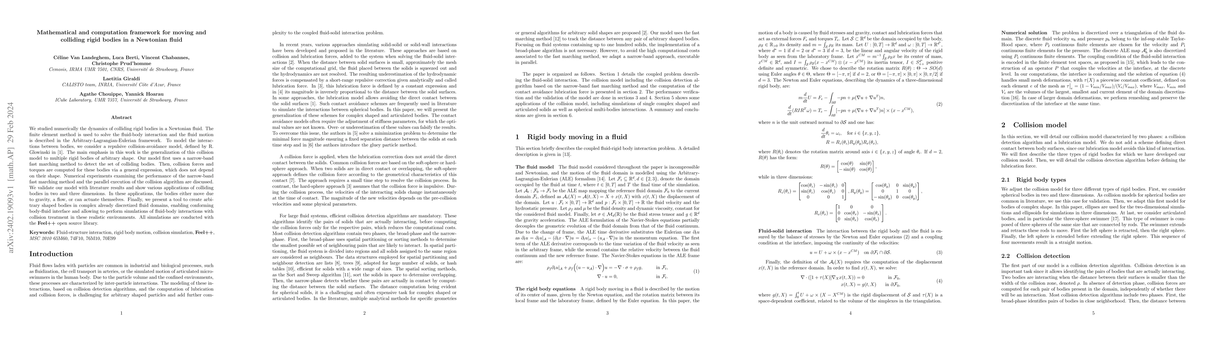 Thumbnail for Mathematical and computational framework for moving and colliding rigid
  bodies in a Newtonian fluid