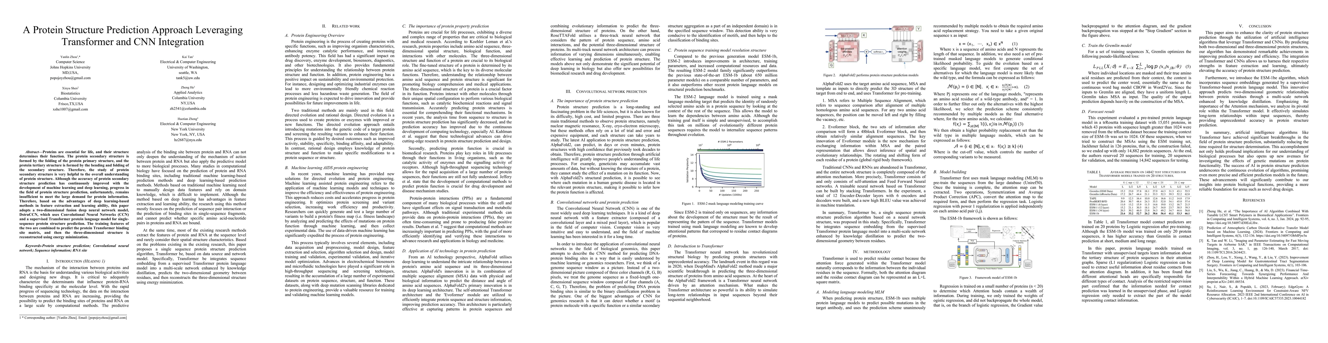 Thumbnail for A Protein Structure Prediction Approach Leveraging Transformer and CNN
  Integration