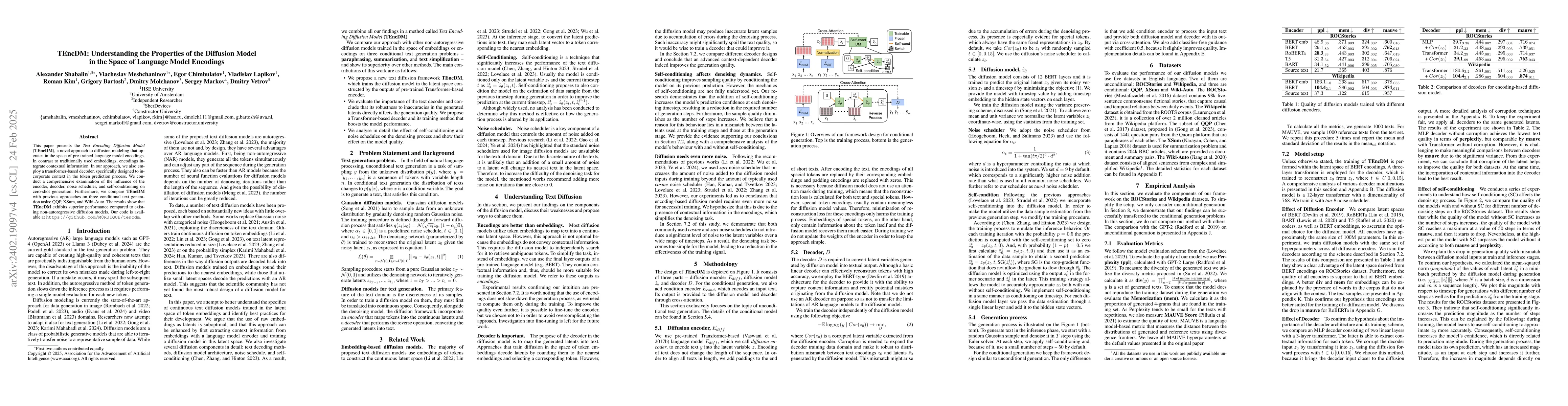 Thumbnail for TEncDM: Understanding the Properties of Diffusion Model in the Space of
  Language Model Encodings