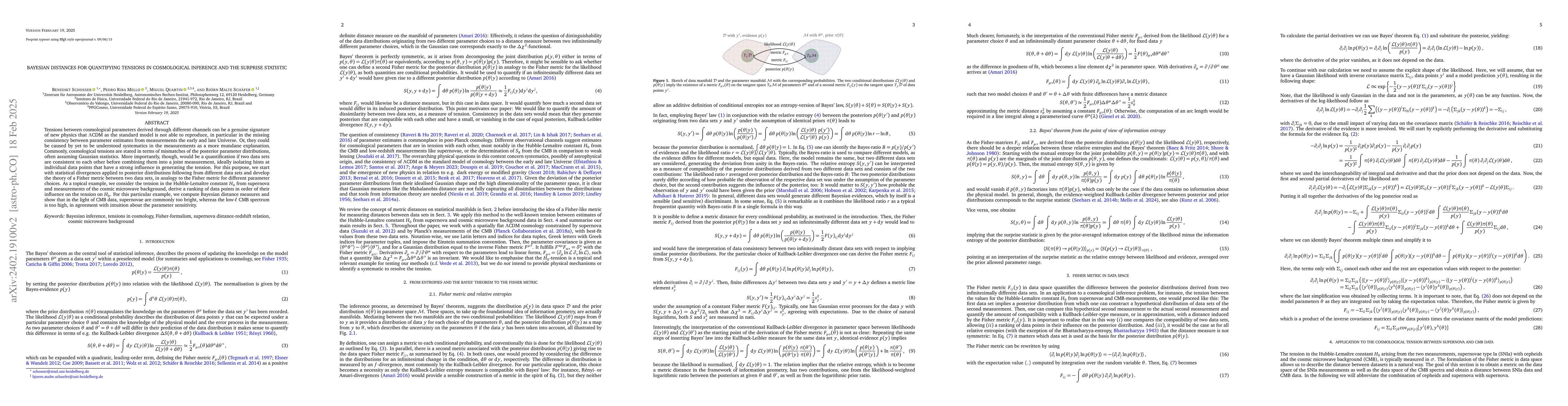 Thumbnail for Bayesian distances for quantifying tensions in cosmological inference
  and the surprise statistic