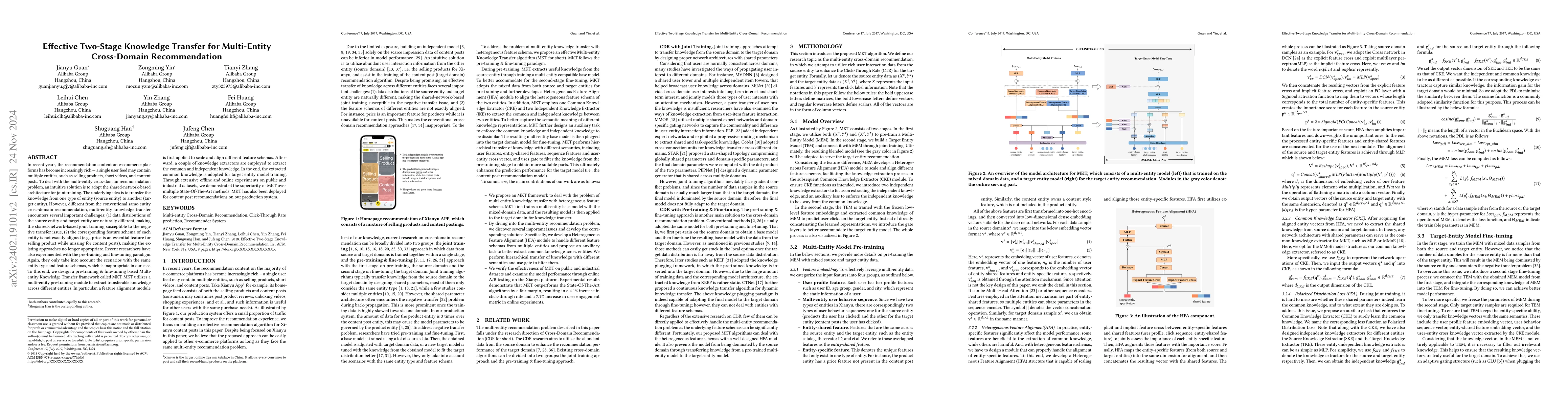 Thumbnail for Effective Two-Stage Knowledge Transfer for Multi-Entity Cross-Domain
  Recommendation