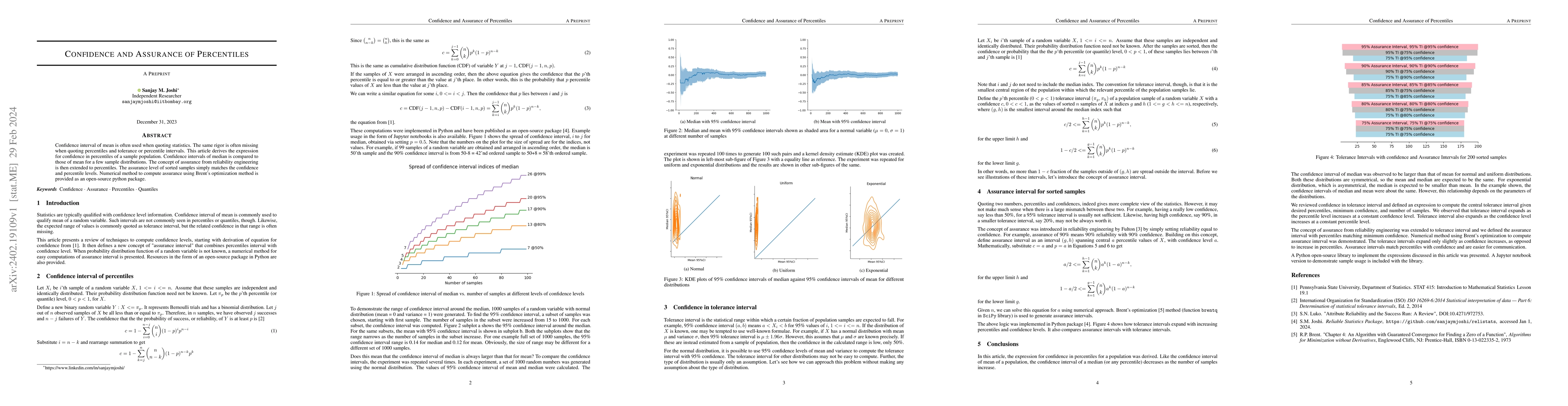 Thumbnail for Confidence and Assurance of Percentiles