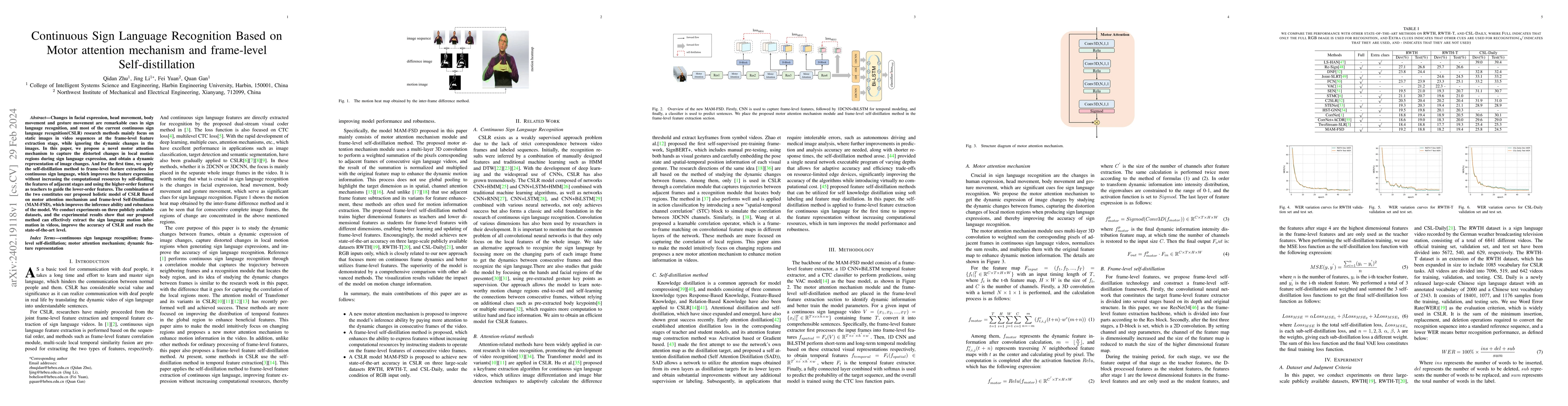 Thumbnail for Continuous Sign Language Recognition Based on Motor attention mechanism
  and frame-level Self-distillation
