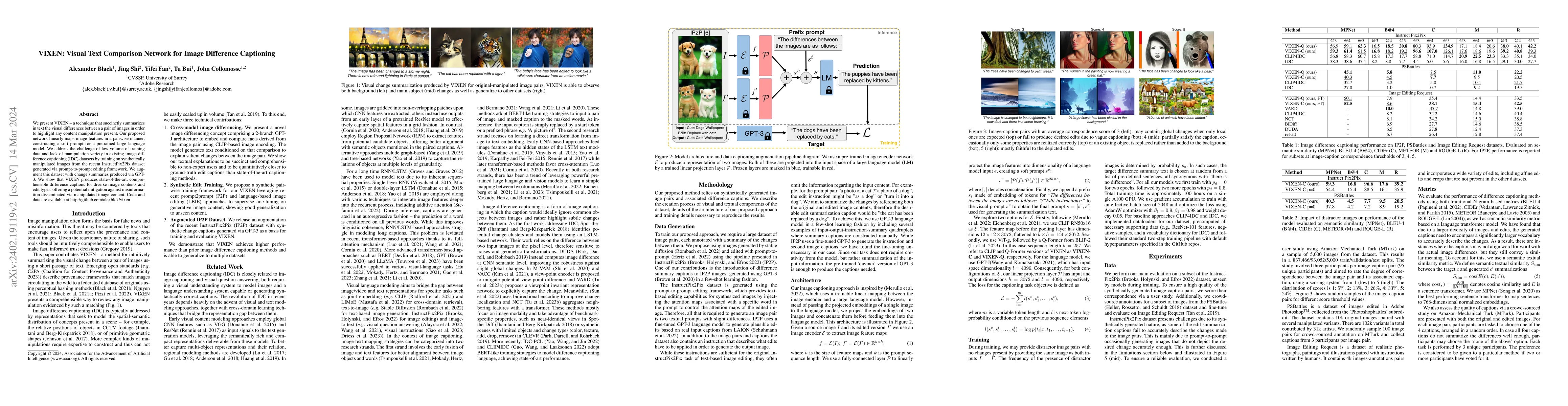 Thumbnail for VIXEN: Visual Text Comparison Network for Image Difference Captioning