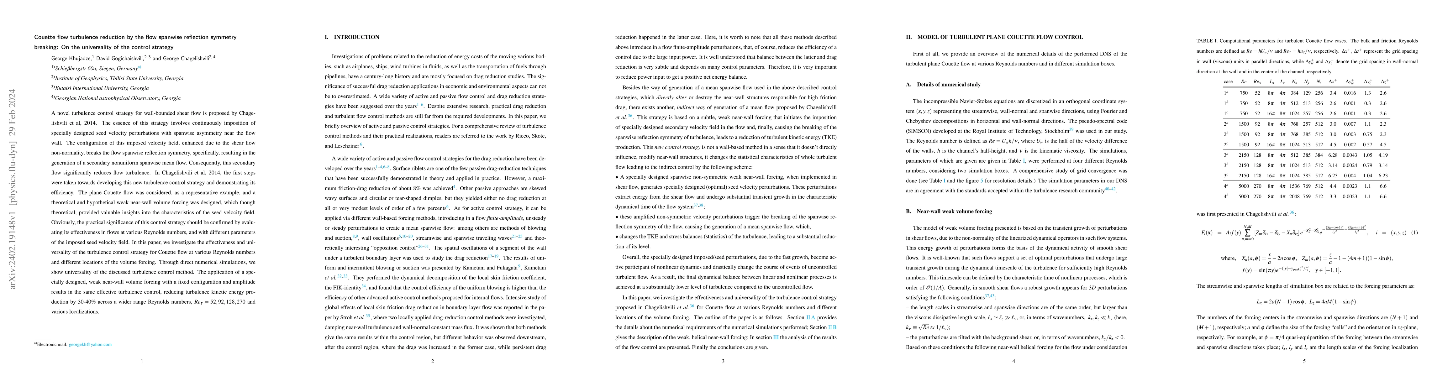 Thumbnail for Couette flow turbulence reduction by the flow spanwise reflection
  symmetry breaking: On the universality of the control strategy