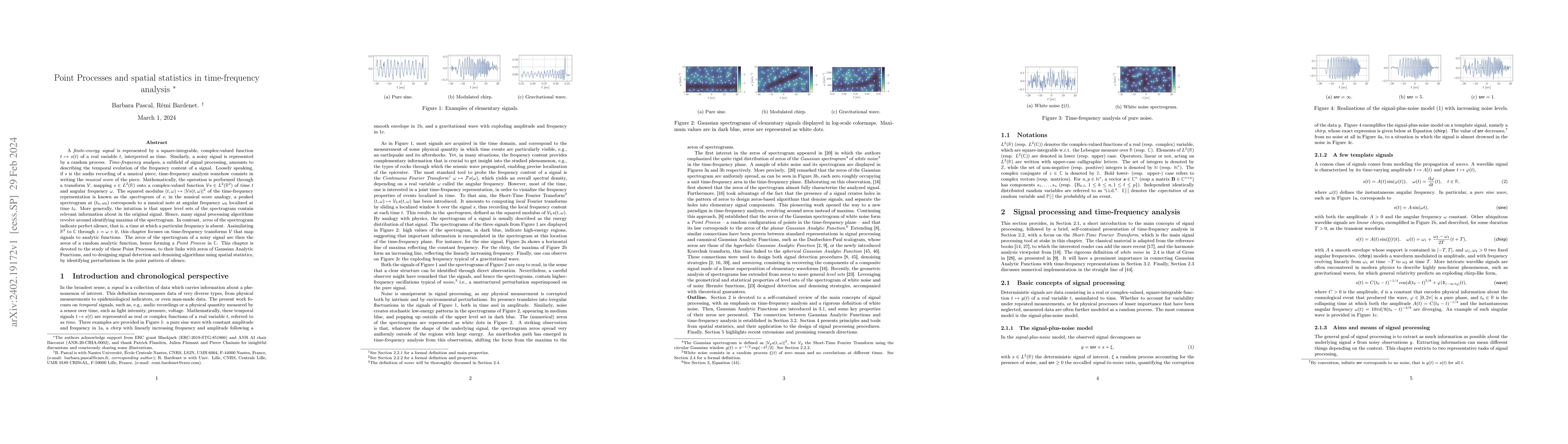 Thumbnail for Point Processes and spatial statistics in time-frequency analysis