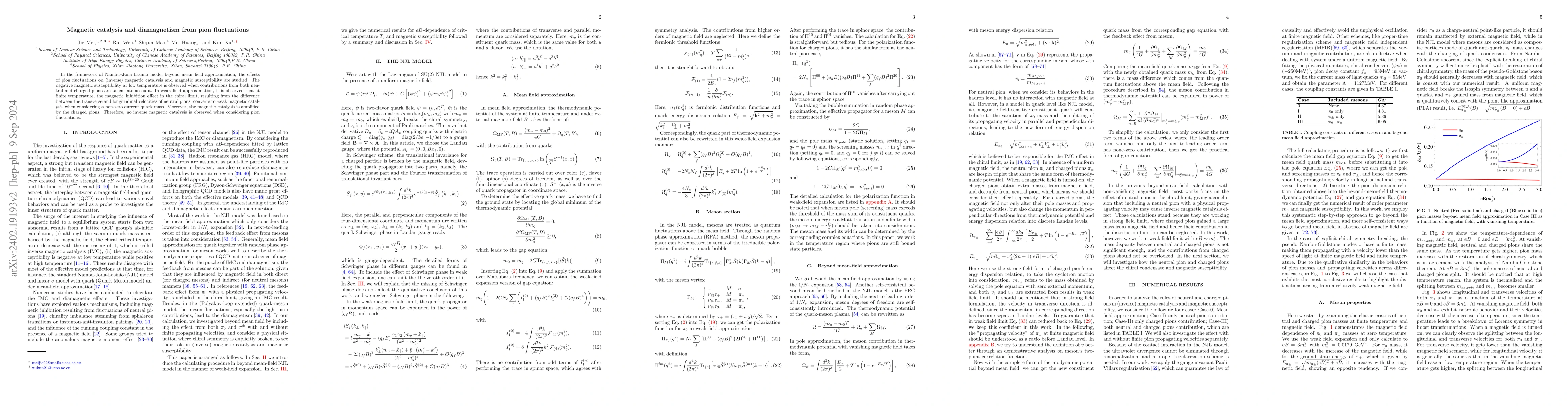Thumbnail for Magnetic catalysis and diamagnetism from pion fluctuations