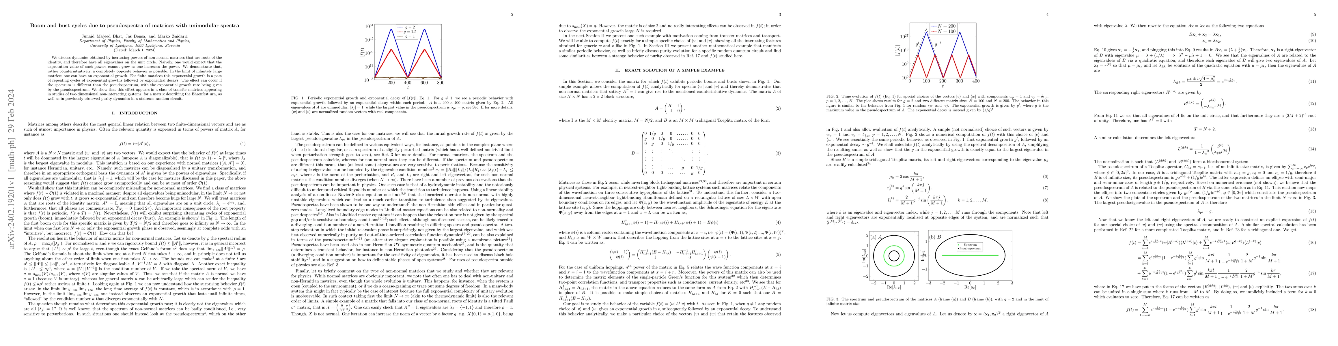 Thumbnail for Boom and bust cycles due to pseudospectra of matrices with unimodular
  spectra