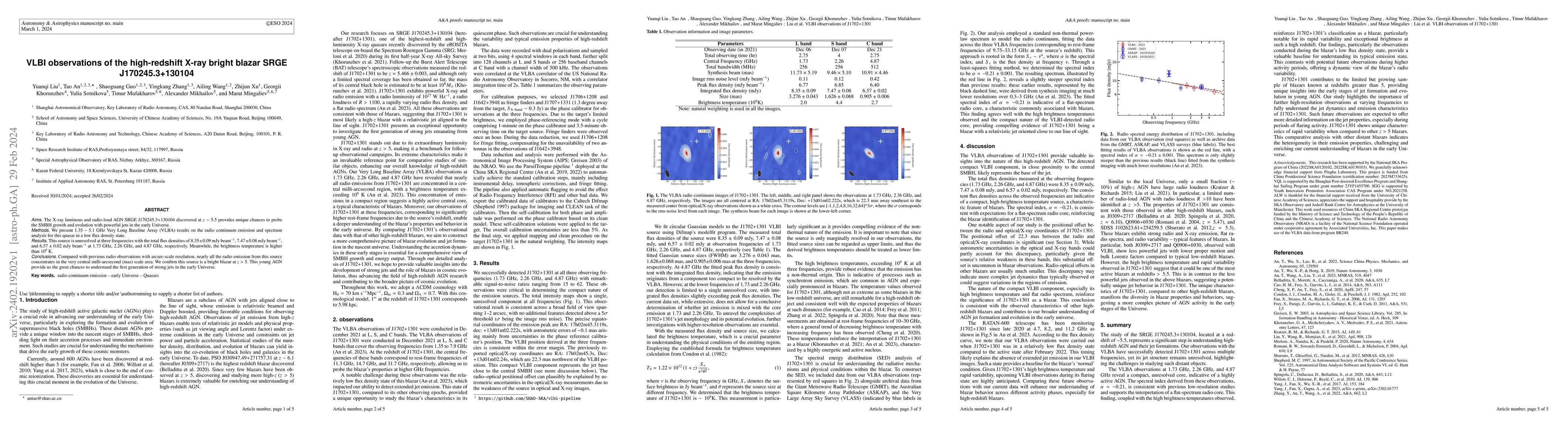 Thumbnail for VLBI observations of the high-redshift X-ray bright blazar SRGE
  J170245.3+130104