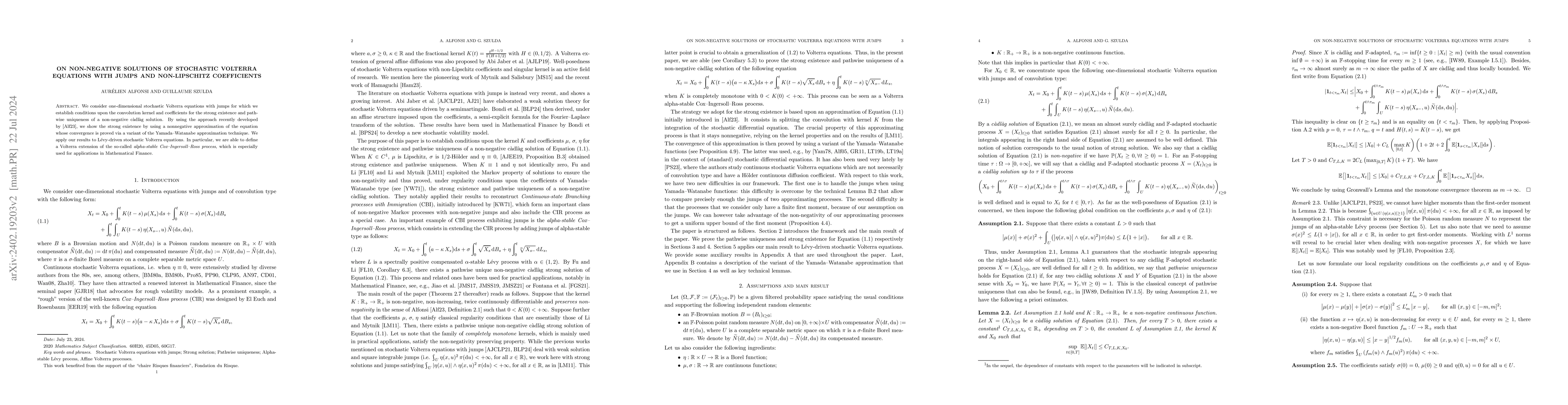 Thumbnail for On non-negative solutions of stochastic Volterra equations with jumps
  and non-Lipschitz coefficients