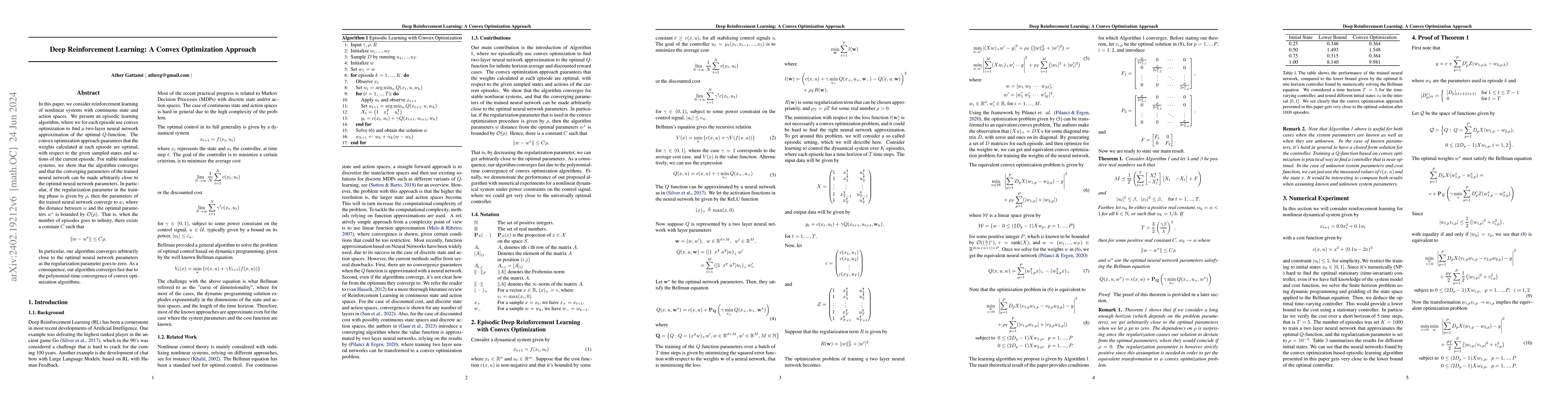 Thumbnail for Deep Reinforcement Learning: A Convex Optimization Approach