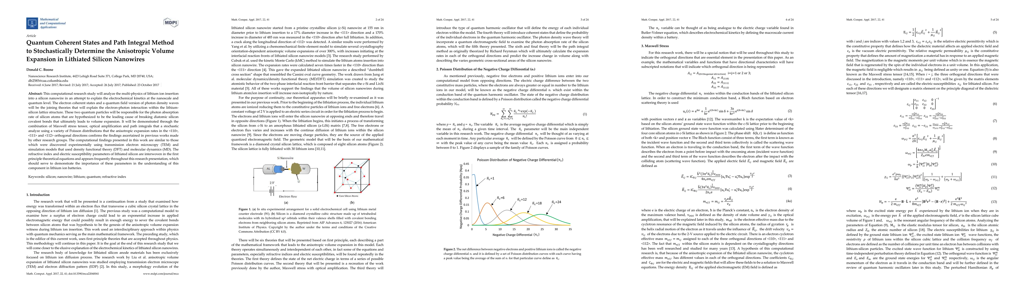 Thumbnail for Quantum Coherent States and Path Integral Method to Stochastically
  Determine the Anisotropic Volume Expansion in Lithiated Silicon Nanowires